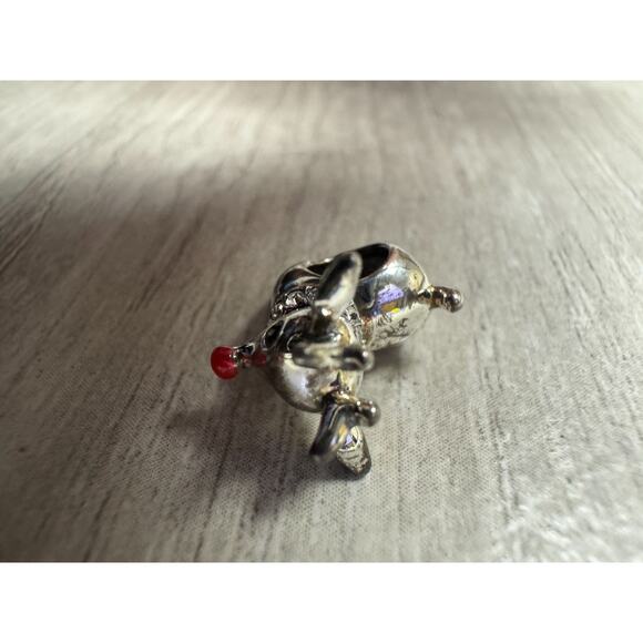 Sterling Silver Chamilia 925 Rudolph Red Nose Crystal Collar Charm Bracelet New - Picture 5 of 6